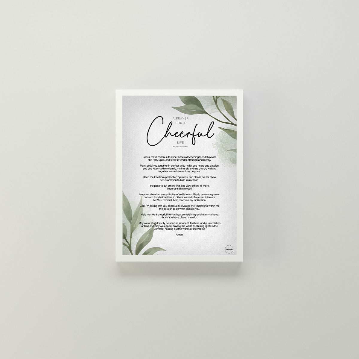 "The Prayer for a Cheerful Life" Poster Digital Download