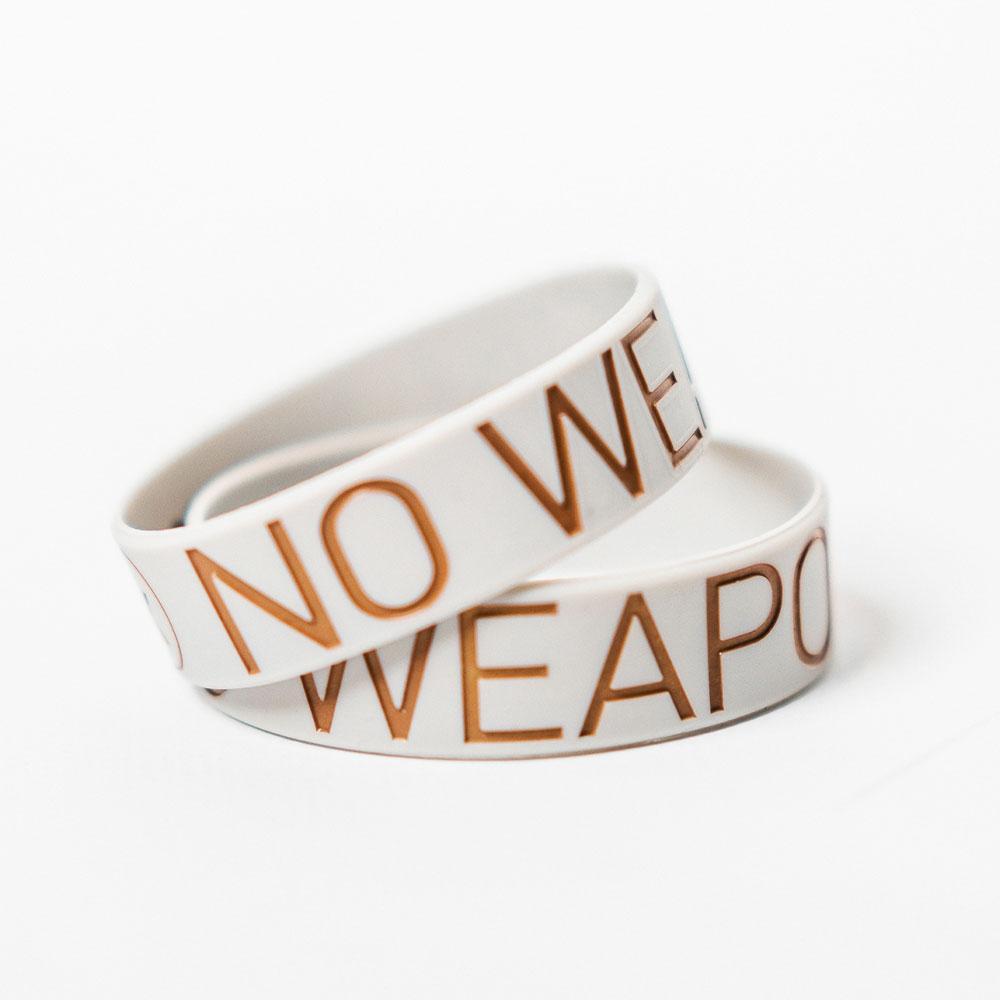 No Weapon Wristband (Grey & Rose Gold)